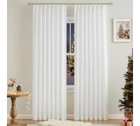 Vision Home Lot de 2 Panneaux de Rideaux Semi-Transparents plissés texturés filtrant la lumière pour Salon, Chambre à Coucher, Rideaux plissés en Rayonne mélangée avec Crochets (2 Panneaux, 101,6 x