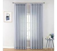 Vision Home Lot de 2 rideaux de fenêtre plissés semi-transparents texturés filtrant la lumière pour salon, chambre à coucher, rideaux plissés en mélange de rayonne avec crochets, 101,6 x 274,3 cm (l x