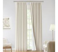 Vision Home Rideaux plissés naturels entièrement occultants en Lin mélangé pour Salon, Chambre à Coucher, Rideaux plissés à Isolation Thermique avec Crochets, 3 m, 101 x 304,8 cm (l x L)