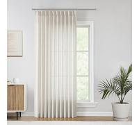Vision Home Rideaux Semi-Transparents plissés naturels en Lin mélangé texturé filtrant la lumière, pour Salon, Chambre à Coucher, terrasse, Rideaux plissés avec Crochets (1 Panneau, 152,4 x 228,6 cm