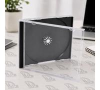 Vision Media Lot de 5 boîtiers CD transparents à plateau noir Tranche 10,4mm