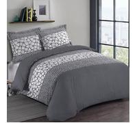 Parure de couette Arthur - 100% coton - 1 housse de couette 220 x 240 cm + 2 taies d'oreiller 65 x 65 cm - Gris anthracite