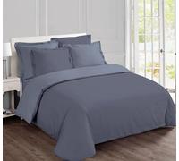 VISION Parure de couette reversible 100% coton - 1 housse de couette 220x240 cm + 2 taies 65x65 cm gris et gris perle