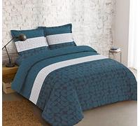 Vision - Parure de lit Basile -100% Coton - Bleu - Set de Housse de Couette 200 x 200cm avec 2 taies d'oreiller pour lit 2 Personnes - Fibres Naturelles - Oekotex