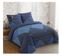 - Parure de lit HAROLD - 100% coton - 1 housse de couette 140x200cm + 1 taie d'oreiller 65x65cm - Bleu