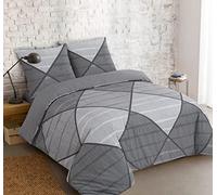 - Parure housse de couette - Harold Gris 200x200cm - 100% coton