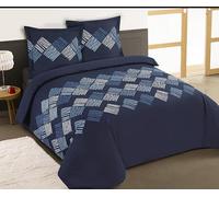 Vision - Parure de lit Nora -100% Coton - Bleu - Set de Housse de Couette 200x200 cm avec 2 taies d'oreiller pour lit 2 Personnes - Fibres Naturelles - Oekotex