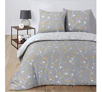Vision - Parure de lit Réversible 100% Coton - Freya Gris - Set de Housse de Couette 200x200 cm avec 2 taies d'oreiller pour lit 2 Personnes - Fibres Naturelles - Oekotex