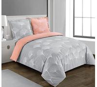 Vision - Parure de lit Réversible Ginko Gris - Set de Housse de Couette 200x200 cm avec 2 taies d'oreiller pour lit 2 Personnes - 100% Coton