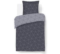 Vision - Parure de lit Réversible 100% Coton - Hugo Anthracite/Gris - Set de Housse de Couette 140x200 cm avec 1 taie d'oreiller pour lit 1 Personne - Fibres Naturelles - Oekotex