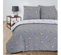 Vision - Parure de lit Réversible 100% Coton - Leyla Gris - Set de Housse de Couette 240x220 cm avec 2 taies d'oreiller pour lit Standard 2 Personnes - Fibres Naturelles - Oekotex