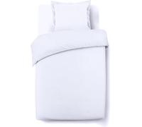 Vision Parure de Lit Réversible 100% Coton Lit Simple - Blanc | 1 Housse de Couette (140x200 cm) + 1 Taie d'oreiller (65x65 cm) | 57 Fils/cm² | Doux, Résistant et Confortable | Certifié Oeko-Tex