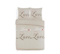 vision parure housse de couette flanelle love 100% coton - 260x240 cm - beige Beige