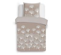 VISION - Parure housse de couette GINKO beige - Réversible - 140x200cm - 100% coton