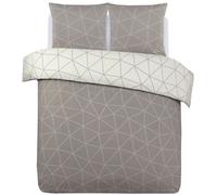 VISION - Parure housse de couette HUGO Beige - Réversible - 240x220cm - 100% coton