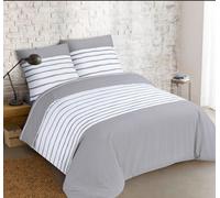 VISION - Parure housse de couette Mia gris - Réversible - 200x200cm - 100% coton