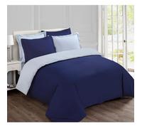 VISION - Parure housse de couette - Réversible Uni Marine et gris 260x240cm - 100% coton