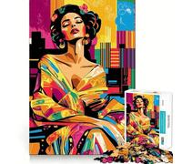 Vision Pop Art d'Adele Bloch-Bauer Puzzle 1000 pièces pour Adolescents Jeu Mental Moments de Paix Découpe Premium Cadeau Artistique (38x52cm)