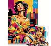 Vision Pop Art d'Adele Bloch-Bauer Puzzle 1000 pièces pour Adolescents Jeu Mental Moments de Paix Découpe Premium Cadeau Artistique (38x26cm)