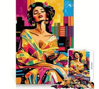 Vision Pop Art d'Adele Bloch-Bauer Puzzle 1000 pièces pour Adolescents Jeu Mental Moments de Paix Découpe Premium Cadeau Artistique (38x26cm)