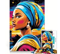 Vision Pop Art de la Jeune Fille à la Perle Puzzle de 1000 pièces pour Adultes Jeu de réflexion et de détente Design Original Collection (38x52cm)