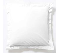 VISION - Taie d’Oreiller 65 x 65 cm - 100% Coton - Coloris : Blanc - Finition avec Volant Plat - Fibres Naturelles - Tissage serré - Certifié Oeko-Tex