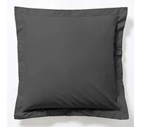 VISION - Taie d'oreiller 65 x 65cm - 100% Coton - Coloris: Anthracite - Finition avec Volant Plat - Fibres Naturelles - Tissage serré - Cértifié Oekotex