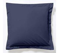 VISION - Taie d'oreiller 65 x 65cm - 100% Coton - Coloris: Bleu - Finition avec Volant Plat - Fibres Naturelles - Tissage serré - Cértifié Oekotex