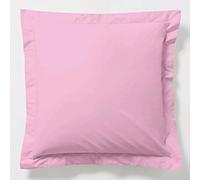 VISION - Taie d'oreiller 65 x 65cm - 100% Coton - Coloris: Rose - Finition avec Volant Plat - Fibres Naturelles - Tissage serré - Cértifié Oekotex