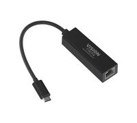 Vision TC-USBCETH/BL Adaptateur Réseau USB Type-C vers Gigabit Ethernet, 1 port RJ-45, Standards IEEE 802.3/ab/u, 10/100/1000BaseT(X), Noir