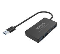 Vision TC-USBHUB4P, USB 3.2 Gen 1 (3.1 Gen 1) Type-A, USB 3.2 Gen 1 (3.1 Gen 1) Type-A, 5 Mbit/s, Noir, Chine, RoHS, CE, EMC, LVD, RCM, RCM_SDOC, IC,