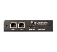 Visionary A/V Decoder, 4K60 4:4:4 UHD over IP cinema quality ultra-low latency visually lossless switch matrix routable, with built-in video wall functionality; Expansion Ethernet Port; POE+; Single P