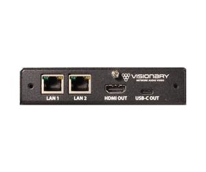 Visionary A/V Decoder, 4K60 4:4:4 UHD over IP cinema quality ultra-low latency visually lossless switch matrix routable, with built-in video wall functionality; Expansion Ethernet Port; POE+; Single P