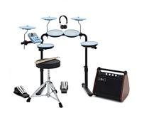 VISIONDRUM Batterie électronique avec ampli et accessoires pour enfants et adultes, bleu