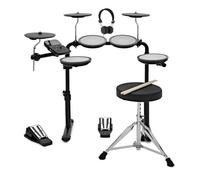 VISIONDRUM Batterie électronique compacte avec casque et tabouret pour enfants et adultes, noir