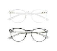 VisionGlobal 2 Pack lunettes de blocage de lumière bleue, cadre ovale élégant(Clair + clair gris, +2.50)
