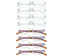 VisionGlobal 8 lunettes de lecture pour hommes et femmes, monture de lunettes carrée élégante(4Clair+4tortue,+2.50 Grossissement)
