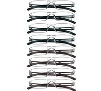 VisionGlobal 8 lunettes de lecture pour hommes et femmes, monture de lunettes carrée élégante(4noir+4brun,+2.00 Grossissement)
