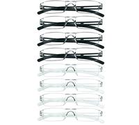 VisionGlobal 8 lunettes de lecture pour hommes et femmes, monture de lunettes carrée élégante(4noir+4Clair,+2.00 Grossissement)