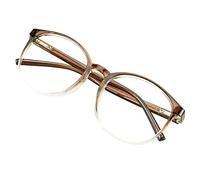 VisionGlobal lunettes de blocage de lumière bleue avec pour femmes/hommes, cadre ovale élégant(Brun clair, +0.25)