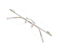 VisionGlobal lunettes de lecture en métal, lunettes de mode diamant à la main(Rose clair,+1.00 grossissement)
