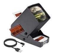 Visionneuse de diapositives 35 mm pour anciennes diapositives - Grossissement x3 et projecteur de diapositives éclairé par LED pour vieilles diapositives avec câble d'alimentation USB ou batterie