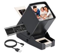 Visionneuse de film et de diapositives de 35 mm pour anciennes diapositives, film négatif/positif, portable, éclairage LED, grossissement x3, avec câble d'alimentation USB ou fonctionnement à piles