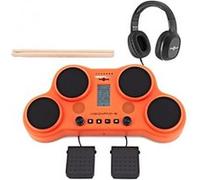 VISIONPAD-6 Batterie Electronique Portable - Batterie Electrique 4 Pads + 2 Pédales et Casque - Orange Orange