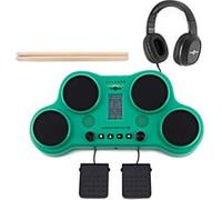 VISIONPAD-6 Batterie Electronique Portable - Batterie Electrique 4 Pads + 2 Pédales et Casque - Vert Vert