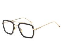 Visions India Stark Iron Edith Lunettes de soleil carrées unisexes Protection UV 400, Transparent 2, Free