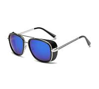 Visions India Tony S Tony S Homme Aviateur Steampunk Rectangulaire Unisexe Lunettes de Soleil (88-Bleu)