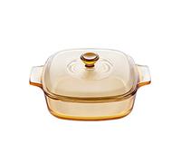 VISIONS Pyroceram Cocotte carrée inversée avec Couvercle en Verre Marron 22,3 x 17,5 x 5,3 cm
