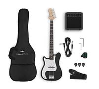 VISIONSTRING Kit Guitare Basse Electrique 3/4 pour Gaucher avec Ampli 10W et Accessoires - Pack Complet Noir