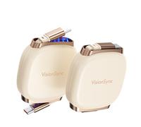 VisionSync 240W Câble USB C Rétractable(1m,2pièces), Câble de Charge Rapide USB C vers C PD3.1 avec Fente Magnétique pour le transport, 5 Longueurs prédéfinies pour iPhone 16/15,Galaxy S25/24, Beige